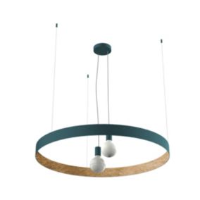 LUMICOM - HALO Suspension, 2X E27, max 42W, métal, bleu méditerranéen/feuille d'or, D.90cm