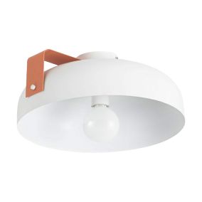 LUMICOM - HUG Plafonnier, 1X E27, max 42W, métal, blanc mat/terre cuite, D.40cm