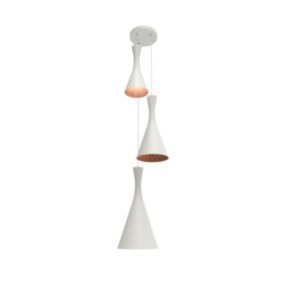 LUMICOM - JAQUELINE COMPO Suspension, 3x E27, max 42W, métal, blanc mat/feuille cuivre, D.40cm