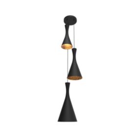 LUMICOM - JAQUELINE COMPO Suspension, 3x E27, max 42W, métal, noir mat/feuille d'or, D.40cm