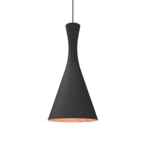 LUMICOM - JAQUELINE Suspension, 1x E27, max 42W, métal, noir mat/feuille cuivre, D.20cm