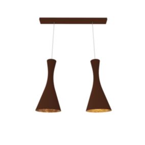 LUMICOM - JAQUELINE TRACK Suspension, 2x E27, max 42W, métal, marron corten/feuille argent, L.60cm x H.45cm