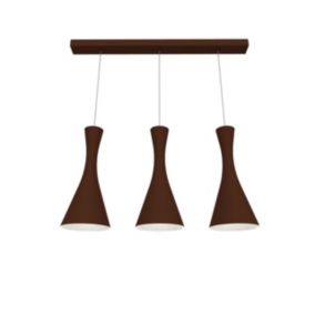 LUMICOM - JAQUELINE TRACK Suspension, 3x E27, max 42W, métal, marron corten/blanc, L.90cm x H.45cm