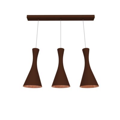 LUMICOM - JAQUELINE TRACK Suspension, 3x E27, max 42W, métal, marron corten/feuille cuivre, L.90cm x H.45cm