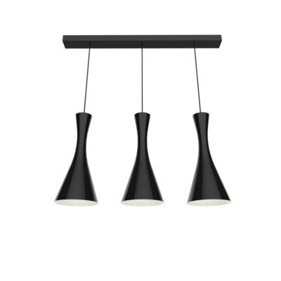 LUMICOM - JAQUELINE TRACK Suspension, 3x E27, max 42W, métal, noir brillant/blanc, L.90cm x H.45cm