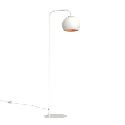 LUMICOM - JOE Lampadaire, 1X E27, max 42W, métal, blanc mat/feuille cuivre, D.25cm H.170cm