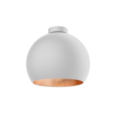 LUMICOM - JOE Plafonnier, 1X E27, max 42W, métal, blanc mat/feuille cuivre, D.25cm
