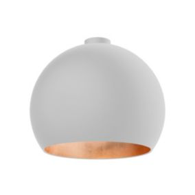 LUMICOM - JOE Plafonnier, 1X E27, max 42W, métal, blanc mat/feuille cuivre, D.50cm