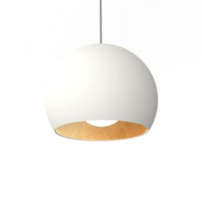 LUMICOM - JOE Suspension, 1X E27, max 42W, métal, blanc mat/feuille d'or, D.25cm