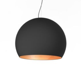 LUMICOM - JOE Suspension, 1X E27, max 42W, métal, noir mat/feuille cuivre, D.50cm