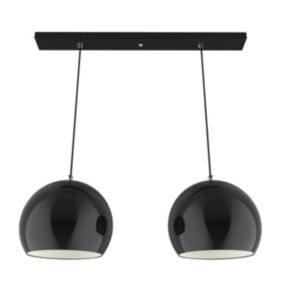 LUMICOM - JOE Suspension, 2X E27, max 42W, métal, noir mat/blanc, D.25cm