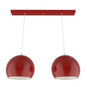 LUMICOM - JOE Suspension, 2X E27, max 42W, métal, rouge brillant/blanc, D.25cm