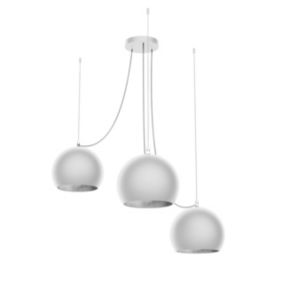 LUMICOM - JOE Suspension, 3X E27, max 42W, métal, blanc mat/feuille argent, D.25cm