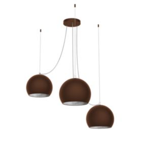 LUMICOM - JOE Suspension, 3X E27, max 42W, métal, marron corten/feuille argent, D.25cm