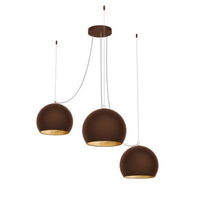 LUMICOM - JOE Suspension, 3X E27, max 42W, métal, marron corten/feuille d'or, D.25cm