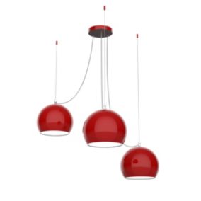 LUMICOM - JOE Suspension, 3X E27, max 42W, métal, rouge brillant/blanc, D.25cm