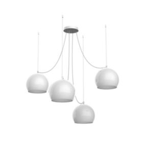 LUMICOM - JOE Suspension, 4X E27, max 42W, métal, blanc brillant, D.25cm