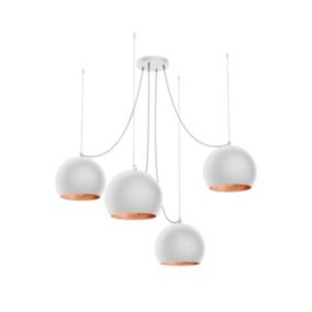 LUMICOM - JOE Suspension, 4X E27, max 42W, métal, blanc/feuille cuivre, D.25cm