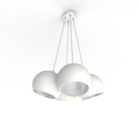 LUMICOM - JOE Suspension, 4X E27, max 42W, métal, blanc /feuille d'argent, D.25cm