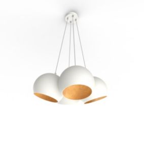 LUMICOM - JOE Suspension, 4X E27, max 42W, métal, blanc /feuille d'or, D.25cm