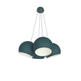 LUMICOM - JOE Suspension, 4X E27, max 42W, métal, bleu méditerranèen blanc, D.25cm