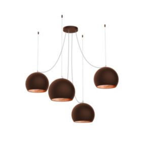 LUMICOM - JOE Suspension, 4X E27, max 42W, métal, corten/feuille cuivre, D.25cm