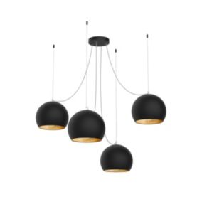 LUMICOM - JOE Suspension, 4X E27, max 42W, métal, noir mat/feuille d'or, D.25cm