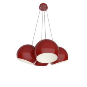 LUMICOM - JOE Suspension, 4X E27, max 42W, métal, rouge brillant blanc, D.25cm