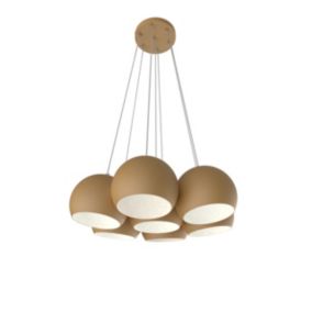 LUMICOM - JOE Suspension, 7X E27, max 42W, métal, anodic gold blanc, D.25cm