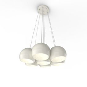 LUMICOM - JOE Suspension, 7X E27, max 42W, métal, blanc brillant, D.25cm