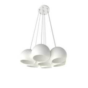 LUMICOM - JOE Suspension, 7X E27, max 42W, métal, blanc, D.25cm