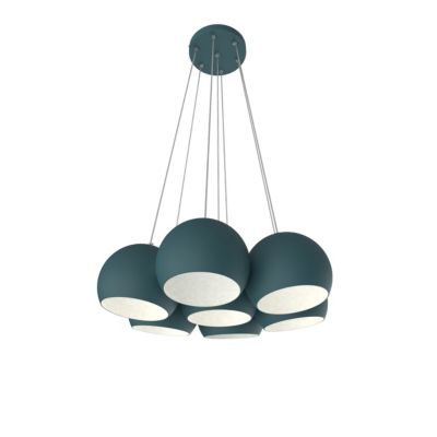 LUMICOM - JOE Suspension, 7X E27, max 42W, métal, bleu méditerranèen blanc, D.25cm