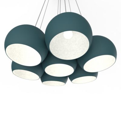 LUMICOM - JOE Suspension, 7X E27, max 42W, métal, bleu méditerranèen blanc, D.25cm
