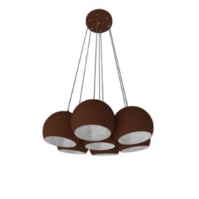 LUMICOM - JOE Suspension, 7X E27, max 42W, métal, corten/feuille d'argent, D.25cm