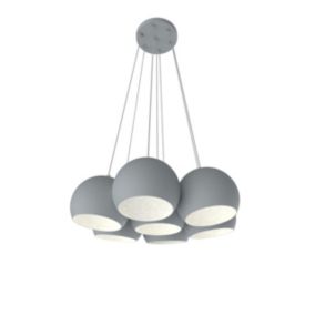 LUMICOM - JOE Suspension, 7X E27, max 42W, métal, gris blanc, D.25cm