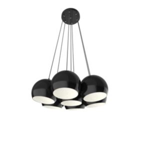 LUMICOM - JOE Suspension, 7X E27, max 42W, métal, noir brillant blanc, D.25cm