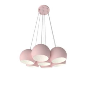 LUMICOM - JOE Suspension, 7X E27, max 42W, métal, rose blanc, D.25cm