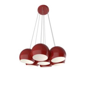 LUMICOM - JOE Suspension, 7X E27, max 42W, métal, rouge brillant blanc, D.25cm