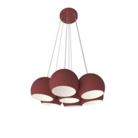 LUMICOM - JOE Suspension, 7X E27, max 42W, métal, rouge cowhide blanc, D.25cm