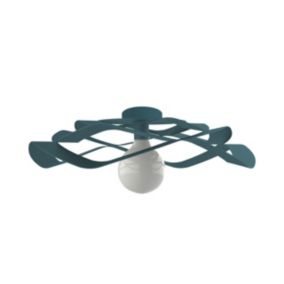 LUMICOM - KAMI Plafonnier, 1X E27, max 42W, métal, bleu méditerranéen, D.40cm