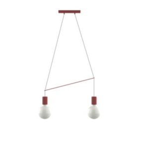 LUMICOM - KELLY Suspension, 2X E27, max 42W, métal, rouge cowhide, L.40cm