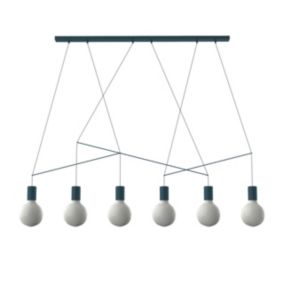 LUMICOM - KELLY Suspension, 6X E27, max 42W, métal, bleu méditerranéen, L.90cm