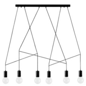 LUMICOM - KELLY Suspension, 6X E27, max 42W, métal, noir mat, L.90cm