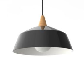 LUMICOM - KON Suspension, 1X E27, max 42W, métal, noir brillant/blanc, D.35cm