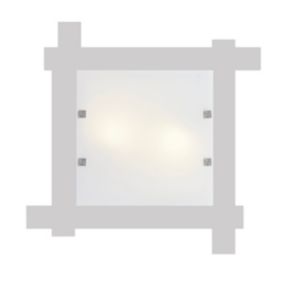 LUMICOM - LEONE Plafonnier, 2X E27, max 42W, métal/verre, blanc mat, 40x40cm