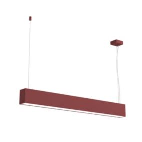 LUMICOM - LINEAR Suspension, STRIP LED INTEGREE, 14.4W, 4000K, métal, rouge cowhide, L60cm