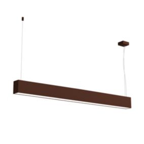 LUMICOM - LINEAR Suspension, STRIP LED INTEGREE, 24W, 4000K, métal, marron corten, L100cm