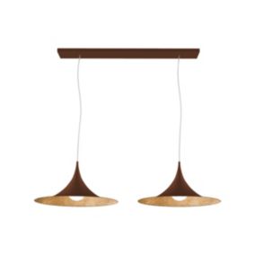 LUMICOM - LOUIE TRACK Suspension, 2X E27, max 42W, métal, corten/gold, D.33cm x L.70cm