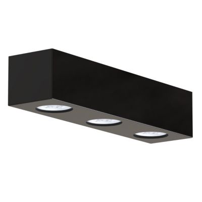 LUMICOM - MANHATTAN L Plafonnier, 3X GU10, max 33W, métal, noir brillant, 30x10cm