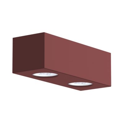 LUMICOM - MANHATTAN M Plafonnier, 2X GU10, max 33W, métal, rouge cowhide, 25x10cm